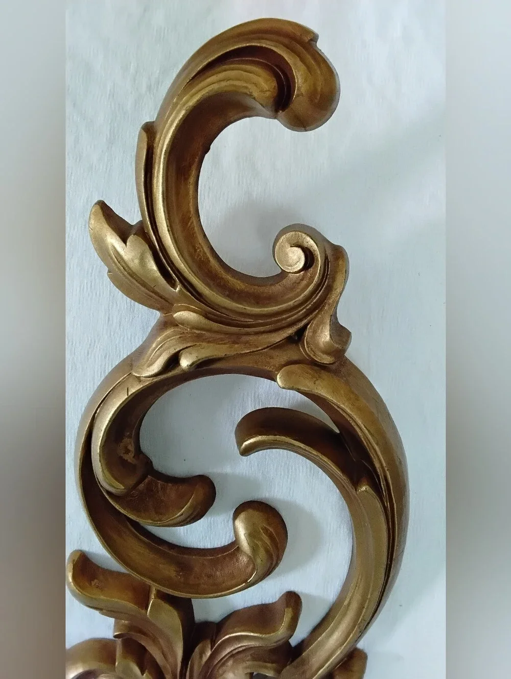 Vtg Syroco Ornate Gold Floral Wall Hook Candle Sconce